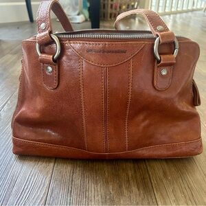 Spikes & Sparrow Brown Leather Houndstooth Bag